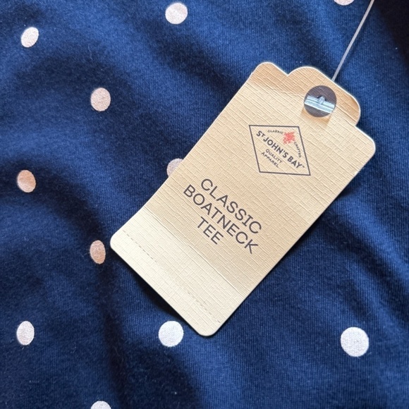 ST JOHN'S BAY Polka Dots Boatneck Blouse size Medium - Picture 4 of 8